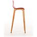 Sgabello Design Hoover in Polipropilene E Legno Naturale I Sgabello Alto Bancone, Alt. 77CM I Sedia Cucina per Penisola con Schienale Rosso - Foto miniatura 3
