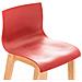 Sgabello Design Hoover in Polipropilene E Legno Naturale I Sgabello Alto Bancone, Alt. 77CM I Sedia Cucina per Penisola con Schienale Rosso - Foto miniatura 5