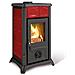 Stufa A Legna Con Struttura In Ghisa E Rivestimento Esterno In Maiolica Decorata 6 Kw Gemma Elegance Bordeaux Nordica - Foto miniatura 3