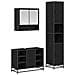 Set di mobili per il bagno 3 pcs Rovere Nero Legno multistrato - Foto miniatura 1