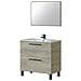 Mobile Sottolavabo Yonkers, Mobiletto Per Bagno A 2 Cassetti, Armadietto Sospeso Con Specchio, Lavabo Non Incluso, 80x45h80 Cm, Rovere - Foto miniatura 2