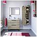 Mobile Sottolavabo Yonkers, Mobiletto Per Bagno A 2 Cassetti, Armadietto Sospeso Con Specchio, Lavabo Non Incluso, 80x45h80 Cm, Rovere - Foto miniatura 3