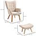 Poltrona Relax con Pouf Poggiapiedi in Velluto a Costine con Schienale Alto e Braccioli, Beige - Foto miniatura 3