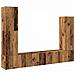 Set Mobile Tv 4 Pz Montato A Parete Legno Antico In Truciolato - Foto miniatura 2