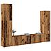 Set Mobile Tv 4 Pz Montato A Parete Legno Antico In Truciolato - Foto miniatura 1