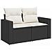Set 9 Pezzi Divano Giardino con Cuscini Nero Polirattan Acacia, Set 3 Pezzi Divano Giardino con Cuscini Nero Polirattan Acacia - Foto miniatura 4