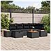 Set di Divani da Giardino da 7 Pezzi con Cuscini Nero Polyrattan - Foto miniatura 2