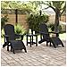 Sedie Adirondack  con Poggiapiedi 2 pcs HDPE Nere, Sedia Adirondack  con Poggiapiedi HDPE Nera - Foto miniatura 3