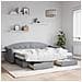 Divano Letto Estraibile Cassetti Grigio Chiaro 80x200cm Tessuto - Foto miniatura 2