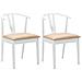 Sedia da pranzo 2 pcs Bianco e marrone Legno di gomma solido - Foto miniatura 1