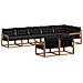 Set di divani da esterno con cuscino 8 pcs Naturale e Nero - Foto miniatura 1