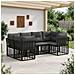 Set di divani da esterno con cuscino 6 pcs Nero Poliestere - Foto miniatura 2