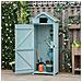 Casetta Da Giardino Porta Attrezzi In Legno Con 3 Ripiani, 77x54.2x179cm, Blu - Foto miniatura 2