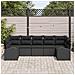Set di divano da giardino 7 pezzi con cuscini in rattan nero - Foto miniatura 3