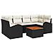 Set Divano da Giardino da 7 Pezzi con Cuscini Rattan Poliestere Nero Acacia,  Divano da Giardino per 2 Persone con Ripostiglio&Cuscini Rattan Poliestere Nero - Foto miniatura 1