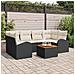 Set Divano da Giardino da 7 Pezzi con Cuscini Rattan Poliestere Nero Acacia,  Divano da Giardino per 2 Persone con Ripostiglio&Cuscini Rattan Poliestere Nero - Foto miniatura 2