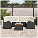 Set Divano da Giardino da 7 Pezzi con Cuscini Rattan Poliestere Nero Acacia,  Divano da Giardino per 2 Persone con Ripostiglio&Cuscini Rattan Poliestere Nero - Foto miniatura 3