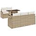 Set di divani da giardino  in 6 pezzi con cuscini in rattan poliestere beige, Divano da giardino per 2 persone  con cuscini in rattan poliestere beige - Foto miniatura 1
