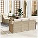 Set di divani da giardino  in 6 pezzi con cuscini in rattan poliestere beige, Divano da giardino per 2 persone  con cuscini in rattan poliestere beige - Foto miniatura 2