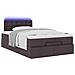 Pouf Letto con Materasso Marrone Scuro 120x200 cm in Tessuto - Foto miniatura 6