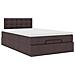 Pouf Letto con Materasso Marrone Scuro 120x200 cm in Tessuto - Foto miniatura 7