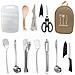 Set Da 12 Pezzi Per Campeggio Portatile - Utensili Da Cucina In Acciaio Inox Con Borsa In Tessuto Oxford Khaki - Foto miniatura 1