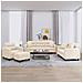 Set Divani 4 pz con Cuscini Beige in Tessuto Microfibra - Foto miniatura 2