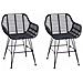 Sedia da pranzo 2 pcs Nero 55 x 50 x 74 cm Rattan e Ferro - Foto miniatura 1
