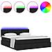 Letto con luci a strisce a LED Nero 200 x 200 cm Tessuto - Foto miniatura 4