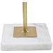 Scultura Cube Geometrica In Ferro Dorato Con Base In Marmo Bianco 42 Cm - Foto miniatura 3