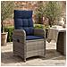 Sedia da giardino reclinabile Grigio e Blu Navy polyrattan - Foto miniatura 3