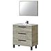 Mobile Sottolavabo Palmdale, Mobiletto Per Bagno, Armadio A 3 Cassetti E Specchio, Lavabo Non Incluso, 80x45h86 Cm, Quercia - Foto miniatura 2