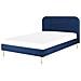 Letto Velluto Flayat 140 X 200 Cm Blu Marino - Foto miniatura 4
