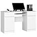Scrivania per computer A5, 2 ante e 2 cassetti, 135x50x77 cm, Colore Bianco - Foto miniatura 1