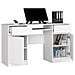 Scrivania per computer A5, 2 ante e 2 cassetti, 135x50x77 cm, Colore Bianco - Foto miniatura 2