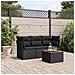 Set Divani da Giardino 4 pz con Cuscini Nero in Polyrattan - Foto miniatura 7