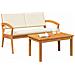 Set Bistro 2 Pezzi con Cuscini in Legno Massello di Acacia - Foto miniatura 3