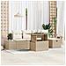Set di 6 Pezzi Divano da Giardino con Cuscini Beige in Rattan Sintetico - Foto miniatura 2