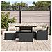 Set Divano da Giardino da 7 Pezzi con Cuscini Rattan Polilucido Nero Acacia, Divano da Giardino per 2 Persone con Cuscini Rattan Polilucido Nero - Foto miniatura 3