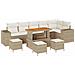 Set Divano Giardino Beige in Polyrattan con Cuscini - 10 Pezzi,  Set Pranzo Giardino in Polyrattan Beige con Cuscini - 4 Pezzi - Foto miniatura 1