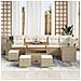 Set Divano Giardino Beige in Polyrattan con Cuscini - 10 Pezzi,  Set Pranzo Giardino in Polyrattan Beige con Cuscini - 4 Pezzi - Foto miniatura 3