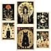 Set Di 6 Stampe Pittura Decorativa Surreale Collage In Mistico Esoterico Per Donne Incorniciata Con Illustrazioni A3 & A4 Telaio In Legno Chiaro - Foto miniatura 1