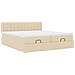 Struttura Letto Pouf con Materassi Crema 160x200 cm in Tessuto - Foto miniatura 6