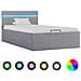 Letto Idraulico Contenitore Led Grigio Chiaro Tessuto 90x200cm - Foto miniatura 1