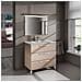 Mobile Sottolavabo Palmdale, Mobiletto Per Bagno, Armadio A 3 Cassetti E Specchio, Lavabo Non Incluso, 80x45h86 Cm, Rovere - Foto miniatura 1
