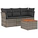 Set Divani da Giardino 4 pz con Cuscini in Polyrattan Grigio - Foto miniatura 1