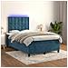 Letto a Molle Materasso e LED Blu Scuro 120x190 cm in Velluto - Foto miniatura 7