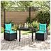 Set da Pranzo per Giardino 3 pcs Nero polyrattan - Foto miniatura 4
