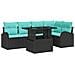 Set Divano da Giardino 6 pz 5-Numero di posti Nero Poly Rattan - Foto miniatura 1