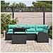 Set Divano da Giardino 6 pz 5-Numero di posti Nero Poly Rattan - Foto miniatura 10